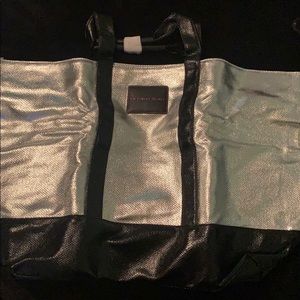 Victoria’s Secret shiny silver and black tote